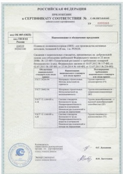 25.06.2015 Ейск - Pongs. Приложение к сертификату соответствия